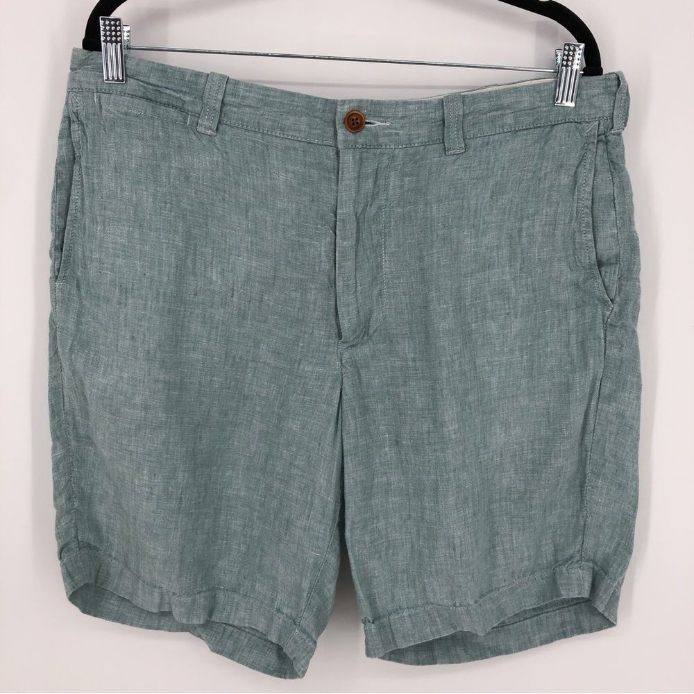 J. Crew‎ Stanton Shorts Mens 35 100% Linen Light Blue Pockets Baird Mcnutt